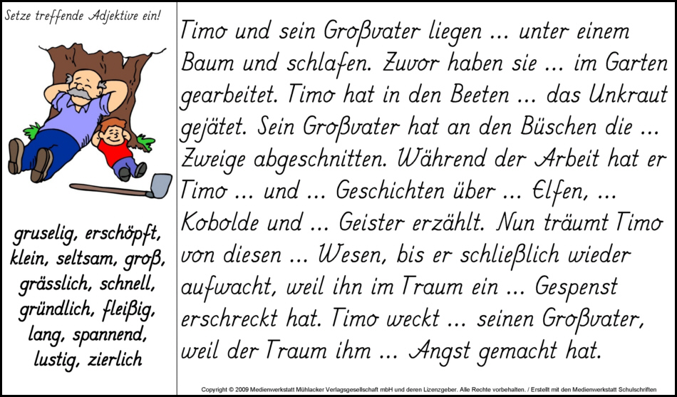 Adjektive In Einem Text Finden Treffende Adjektive einsetzen 1 - Medienwerkstatt-Wissen © 2006-2017