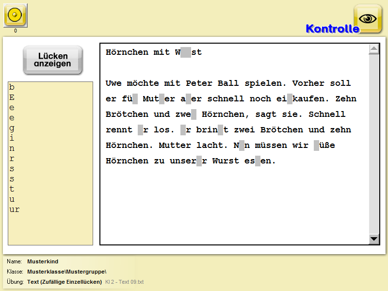 Text - zufaellige Einzelluecke Text - zufaellige Einzelluecke
