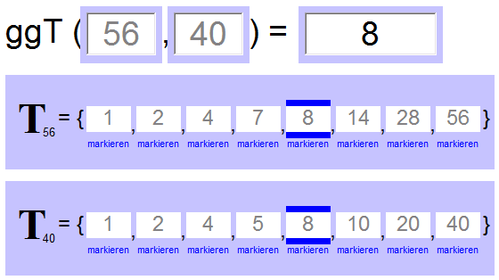 ggt-Teilermengen 2 ggt-Teilermengen 2