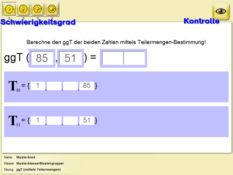 ggt-Teilermengen ggt-Teilermengen