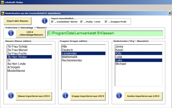 Importfunktion aus Version 8 Importfunktion aus Version 8