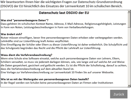 Lehrkraft Modus-Datenschutz