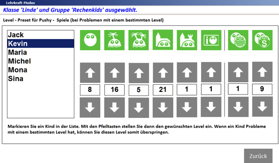 Lehrkraft Modus-Pushy-Level-Preset
