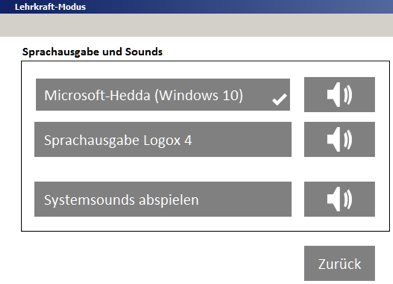 Lehrkraft Modus-Sprachausgabe
