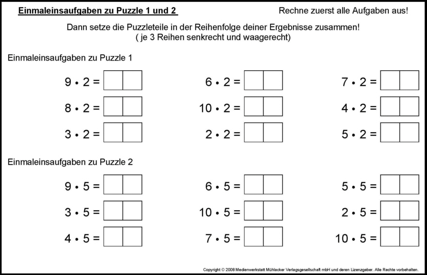 Einmaleins-Puzzle 1 - Medienwerkstatt-Wissen © 2006-2017 Medienwerkstatt