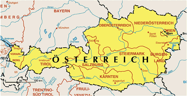 Landkarte von Österreich - Medienwerkstatt-Wissen © 2006-2022