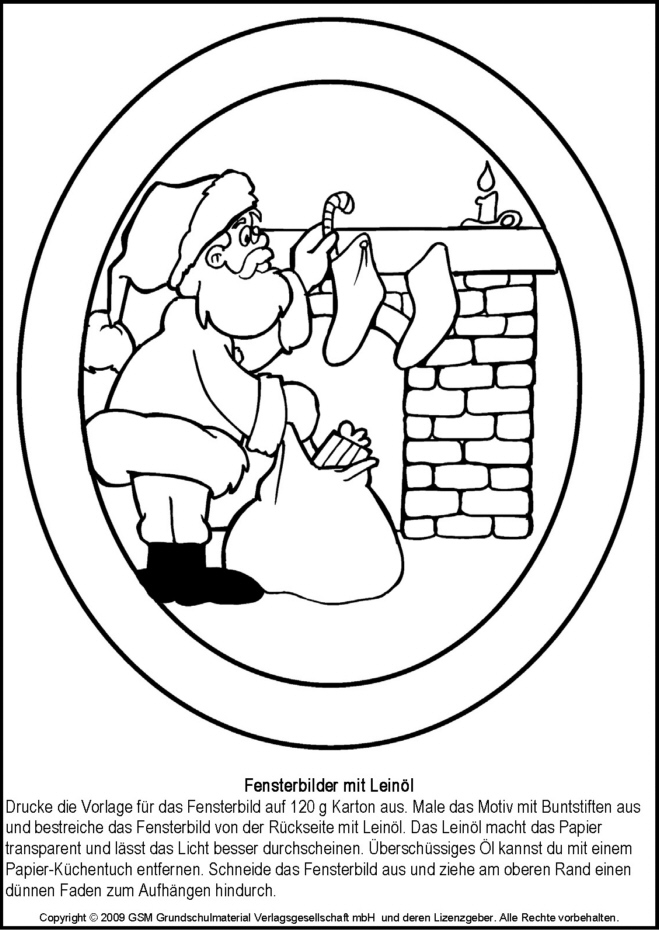 Weihnachtliche Fensterbilder: Weihnachtsmann 2 - Medienwerkstatt-Wissen