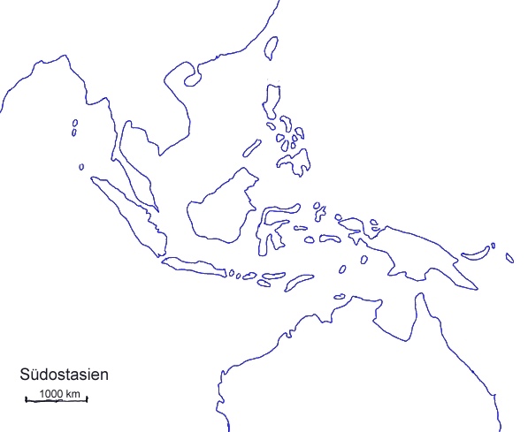 Karte von Südostasien (unbeschriftet) - Medienwerkstatt-Wissen © 2006